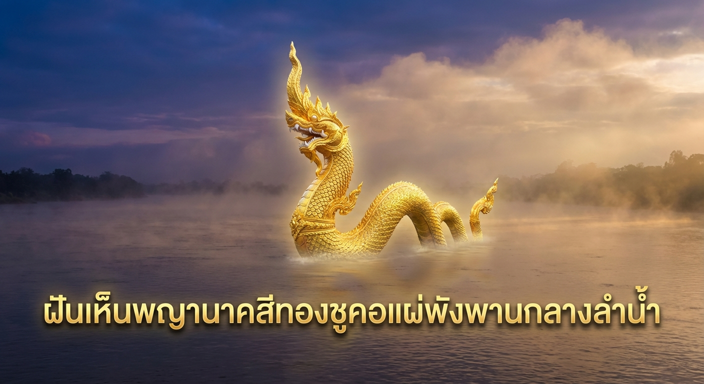ฝันเห็นพญานาคสีทองชูคอแผ่พังพานกลางลำน้ำ
