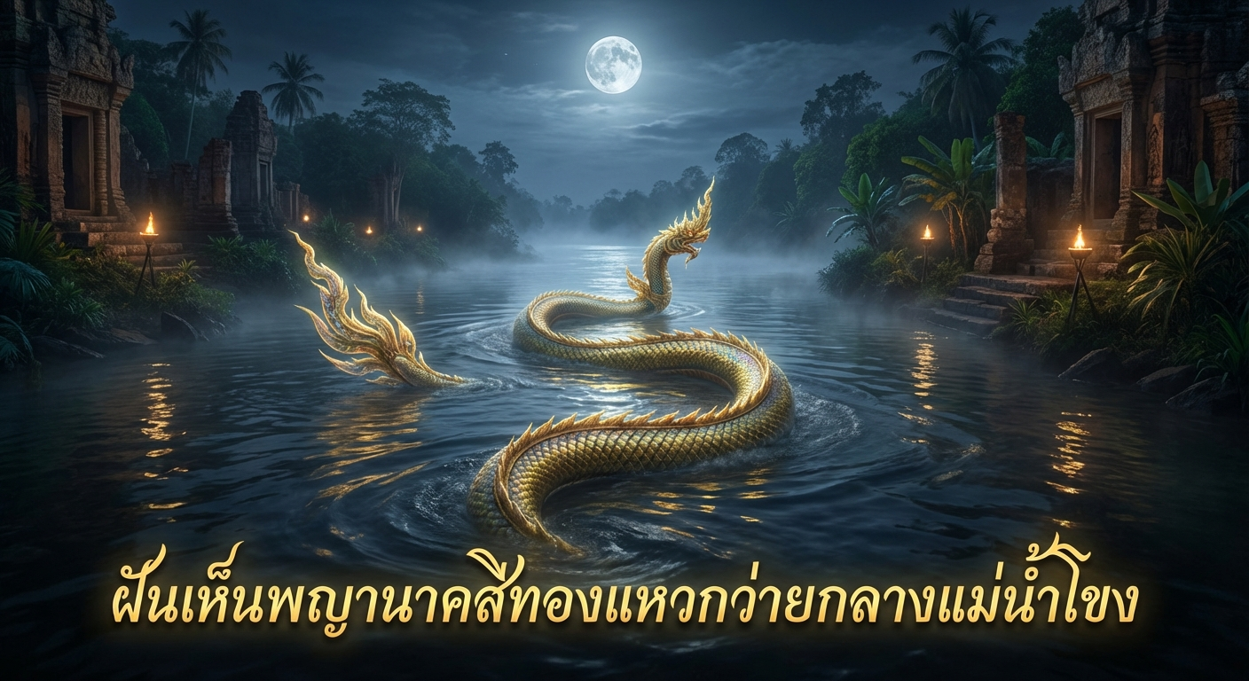 ฝันเห็นพญานาคสีทองแหวกว่ายกลางแม่น้ำโขง