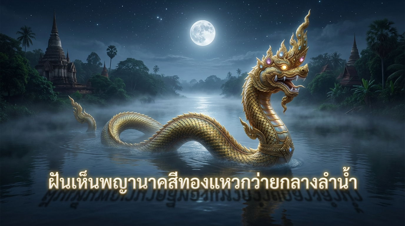 ฝันเห็นพญานาคสีทองแหวกว่ายกลางลำน้ำ