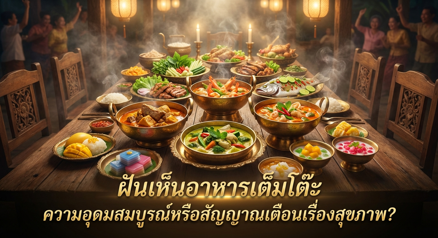 ฝันเห็นอาหารเต็มโต๊ะ ความอุดมสมบูรณ์หรือสัญญาณเตือนเรื่องสุขภาพ?