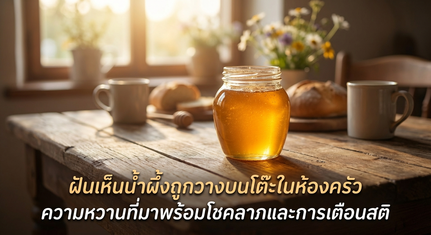 ฝันเห็นน้ำผึ้งถูกวางบนโต๊ะในห้องครัว ความหวานที่มาพร้อมโชคลาภและการเตือนสติ