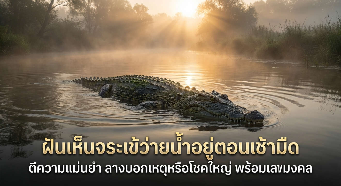 ฝันเห็นจระเข้ว่ายน้ำอยู่ตอนเช้ามืด ตีความแม่นยำ ลางบอกเหตุหรือโชคใหญ่ พร้อมเลขมงคล