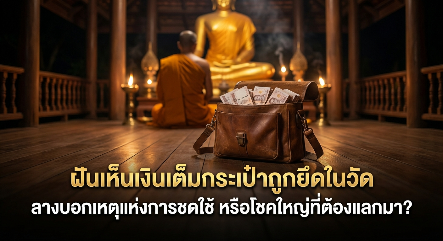 ฝันเห็นเงินเต็มกระเป๋าถูกยึดในวัด ลางบอกเหตุแห่งการชดใช้ หรือโชคใหญ่ที่ต้องแลกมา?