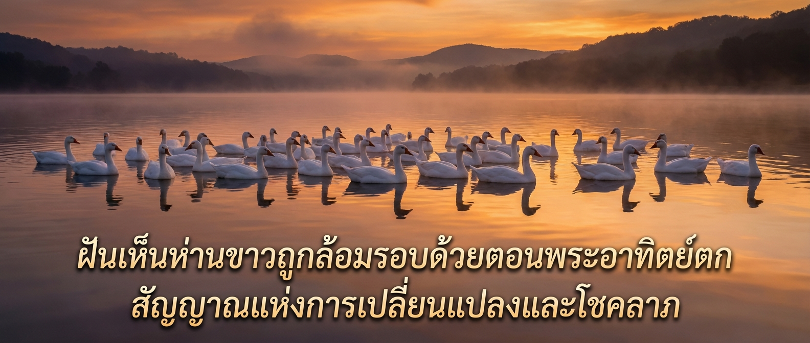 ฝันเห็นห่านขาวถูกล้อมรอบด้วยตอนพระอาทิตย์ตก สัญญาณแห่งการเปลี่ยนแปลงและโชคลาภ