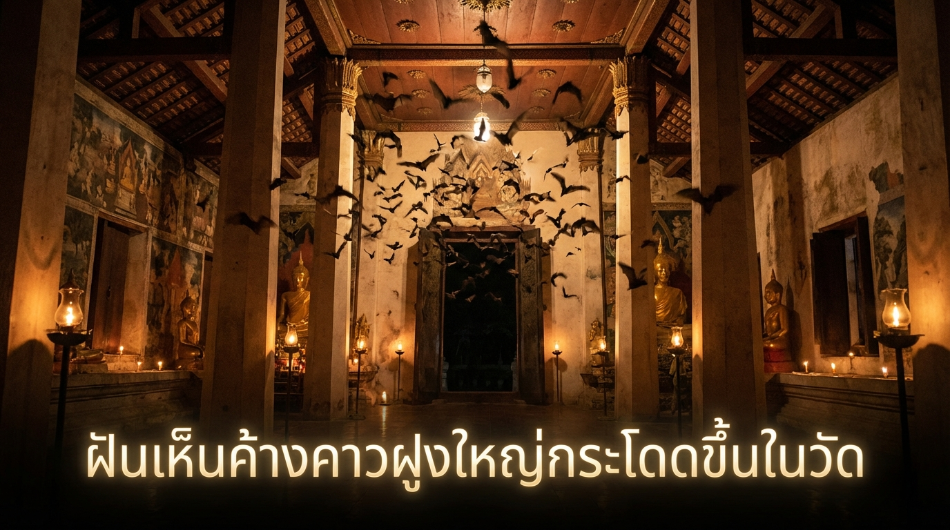 ฝันเห็นค้างคาวฝูงใหญ่กระโดดขึ้นในวัด