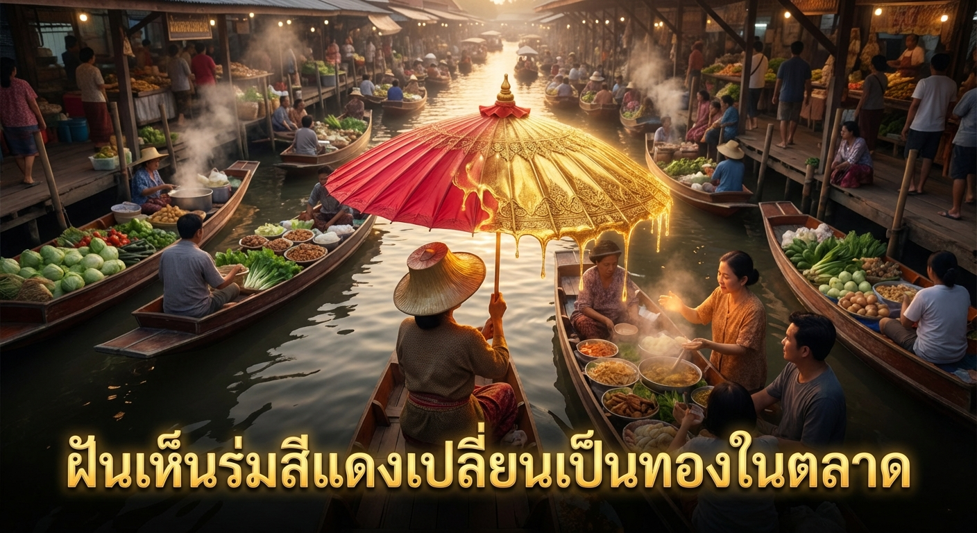 ฝันเห็นร่มสีแดงเปลี่ยนเป็นทองในตลาด