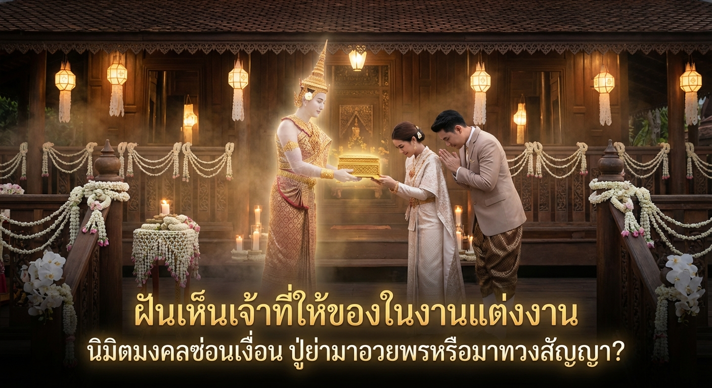 ฝันเห็นเจ้าที่ให้ของในงานแต่งงาน นิมิตมงคลซ่อนเงื่อน ปู่ย่ามาอวยพรหรือมาทวงสัญญา?