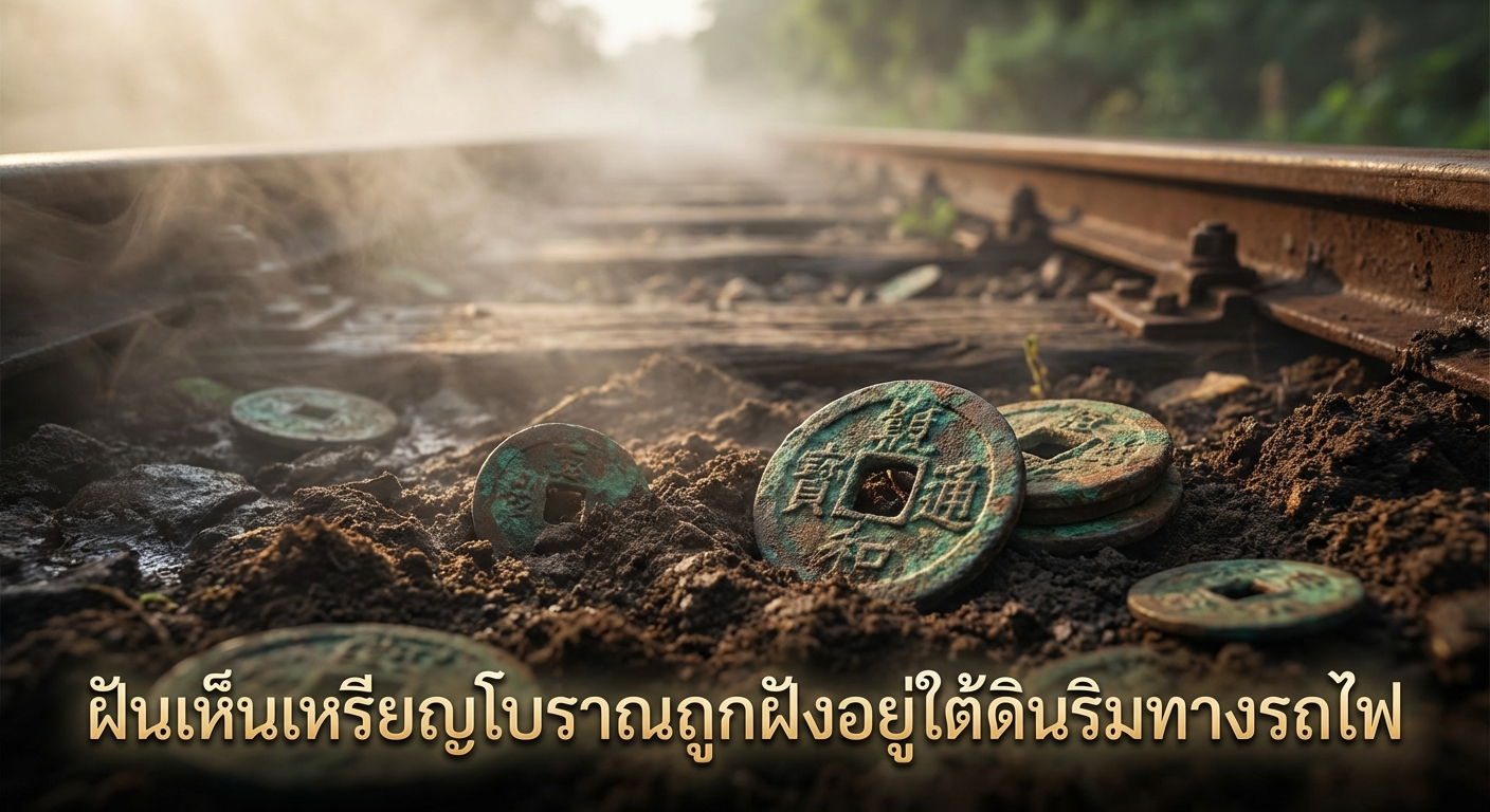 ฝันเห็นเหรียญโบราณถูกฝังอยู่ใต้ดินริมทางรถไฟ