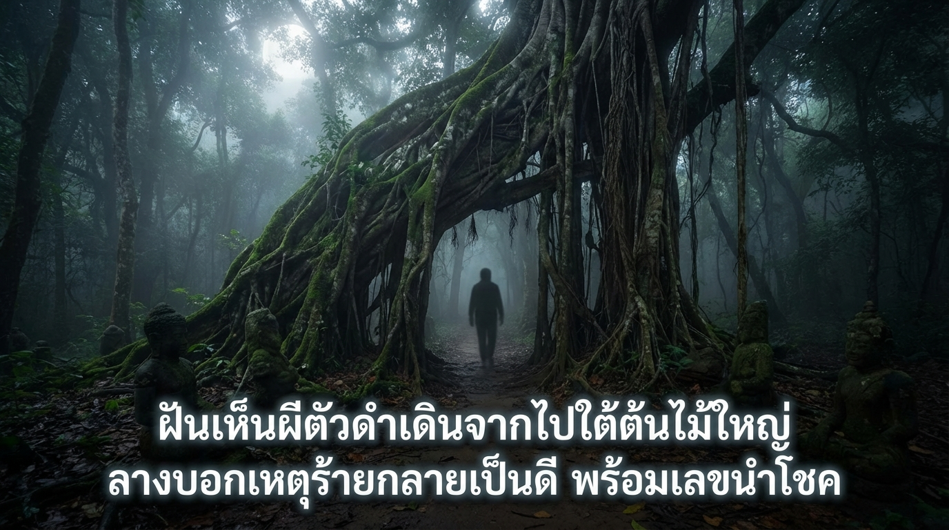 ฝันเห็นผีตัวดำเดินจากไปใต้ต้นไม้ใหญ่ ลางบอกเหตุร้ายกลายเป็นดี พร้อมเลขนำโชค
